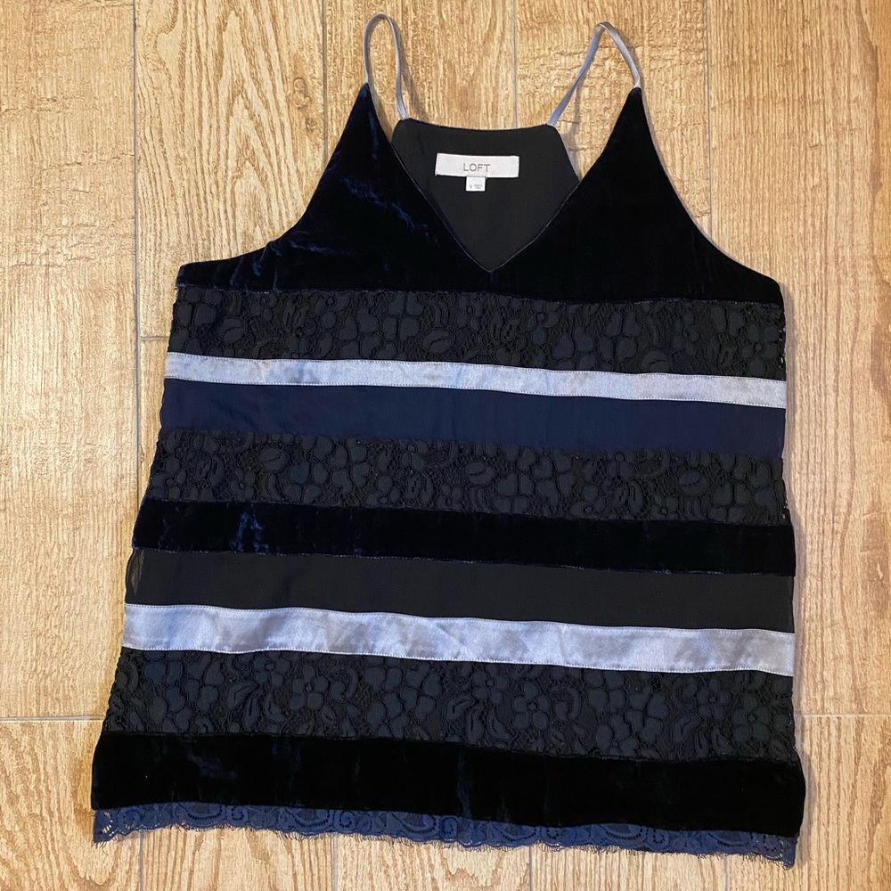 Loft Velvet Lace and Silk Top